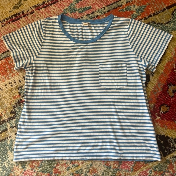 J. Crew stripped t shirt with front pocket size L - Picture 1 of 6